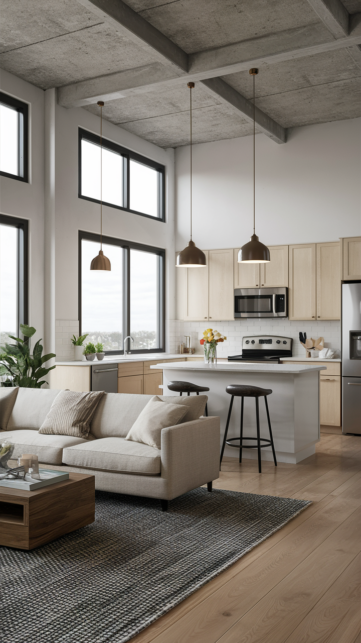 Дизайн open concept kitchen living room для компактних приміщень