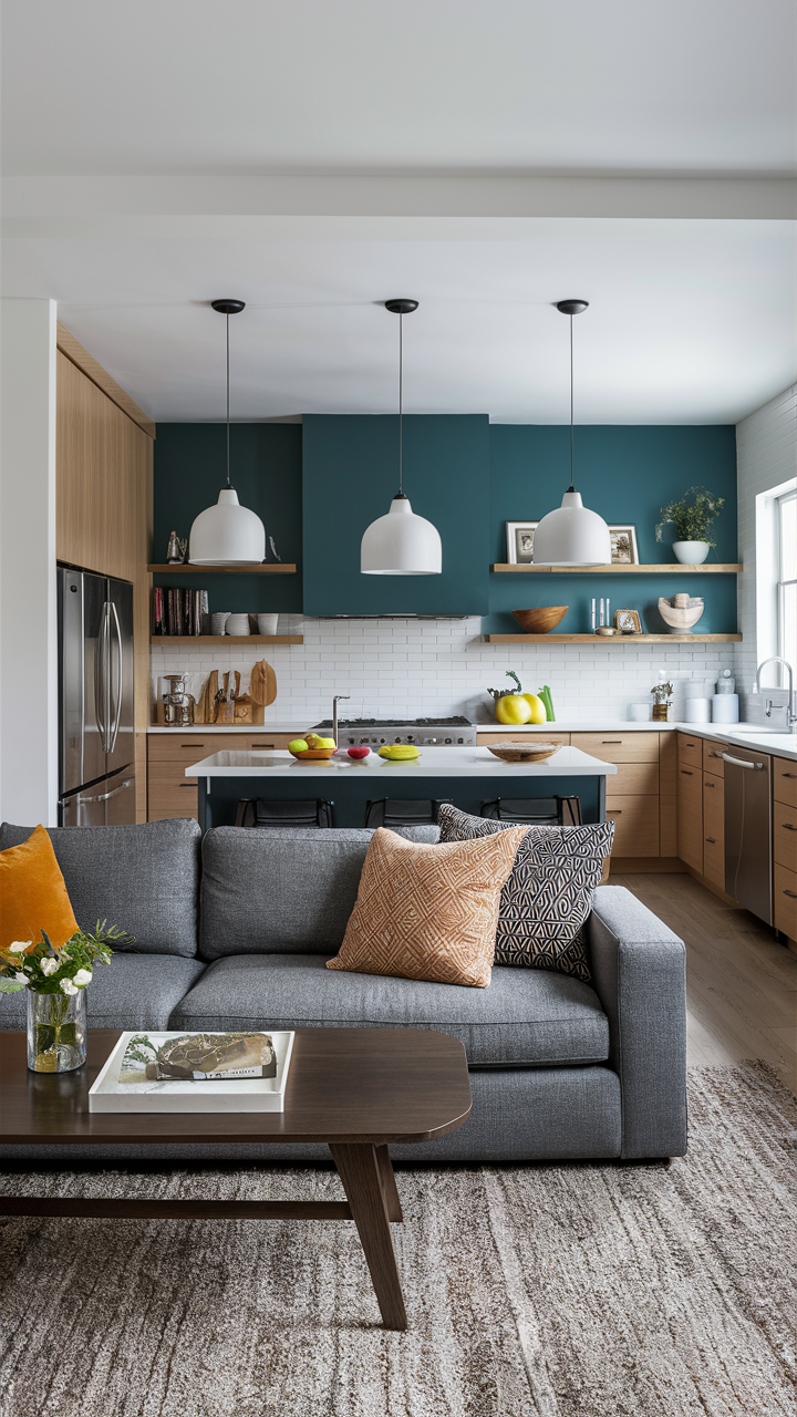 Дизайн open concept kitchen living room для компактних приміщень